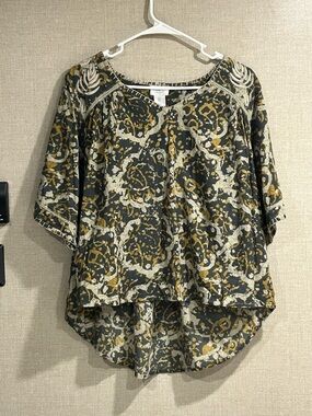 Sigrid Olsen Top. S 100% Cotton, Boho, Artsy, Embroidered, Earthy.